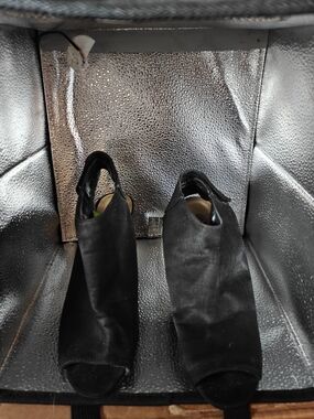 Rouge Black Suede Peep-Toe Booties